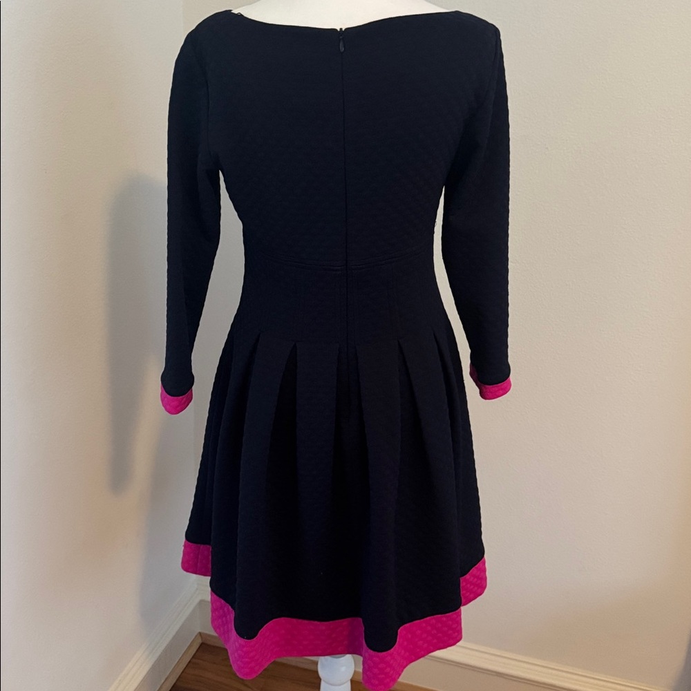 Elegant Long Sleeve Dress with Pink Accents
